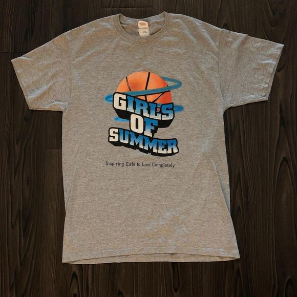 Jerzees Tops - Grey ‘Girls Of Summer’ Inspiring Basketball Graphic Tee